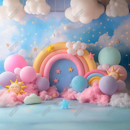 Gatsby Rainbow Sunshine Cake Smash Photography Backdrop Gbsx-00507 - Gatsby Backdrop
