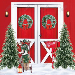 Gatsby Red Christmas Barn Door Photography Backdrop GBSX-00042 - Gatsby Backdrop