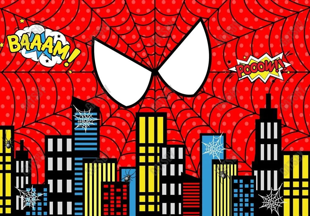 Gatsby Red Superhero Cityscape Photography Backdrop Gbsx-00688 - Gatsby Backdrop