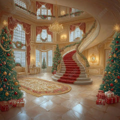 Gatsby Regal Christmas Staircase Photography Backdrop Gbsx-01013 - Gatsby Backdrop