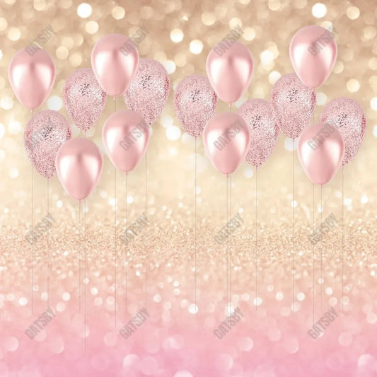 Gatsby Rose Gold Birthday Balloons Photography Backdrop Gbsx-00408 - Gatsby Backdrop