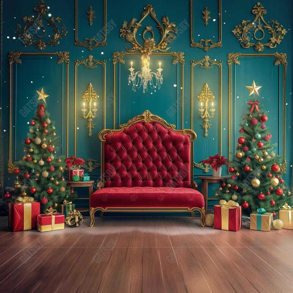 Gatsby Royal Christmas Red Headboard Photography Backdrop Gbsx-00880 - Gatsby Backdrop