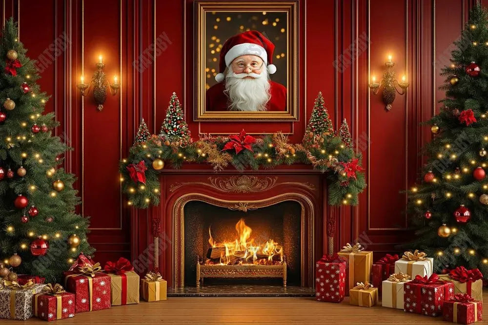 Gatsby Santa Claus Christmas Fireplace Photography Backdrop Gbsx-01048 - Gatsby Backdrop