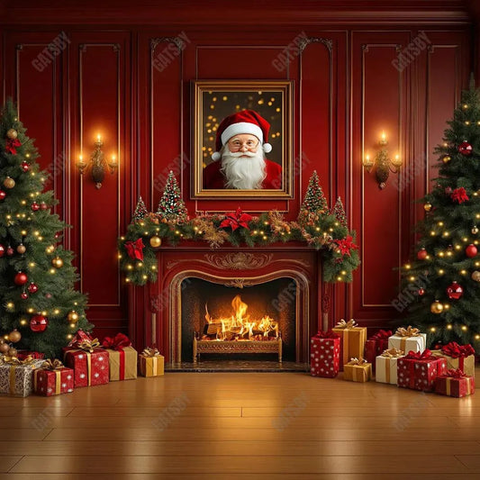 Gatsby Santa Claus Christmas Fireplace Photography Backdrop Gbsx-01048 - Gatsby Backdrop