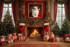 Gatsby Santa Claus Christmas Fireplace Photography Backdrop Gbsx-01049 - Gatsby Backdrop