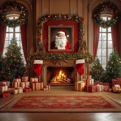 Gatsby Santa Claus Christmas Fireplace Photography Backdrop Gbsx-01049 - Gatsby Backdrop