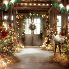 Gatsby Santa Village Reindeer Stable Photography Backdrop GBSX-00001 - Gatsby Backdrop