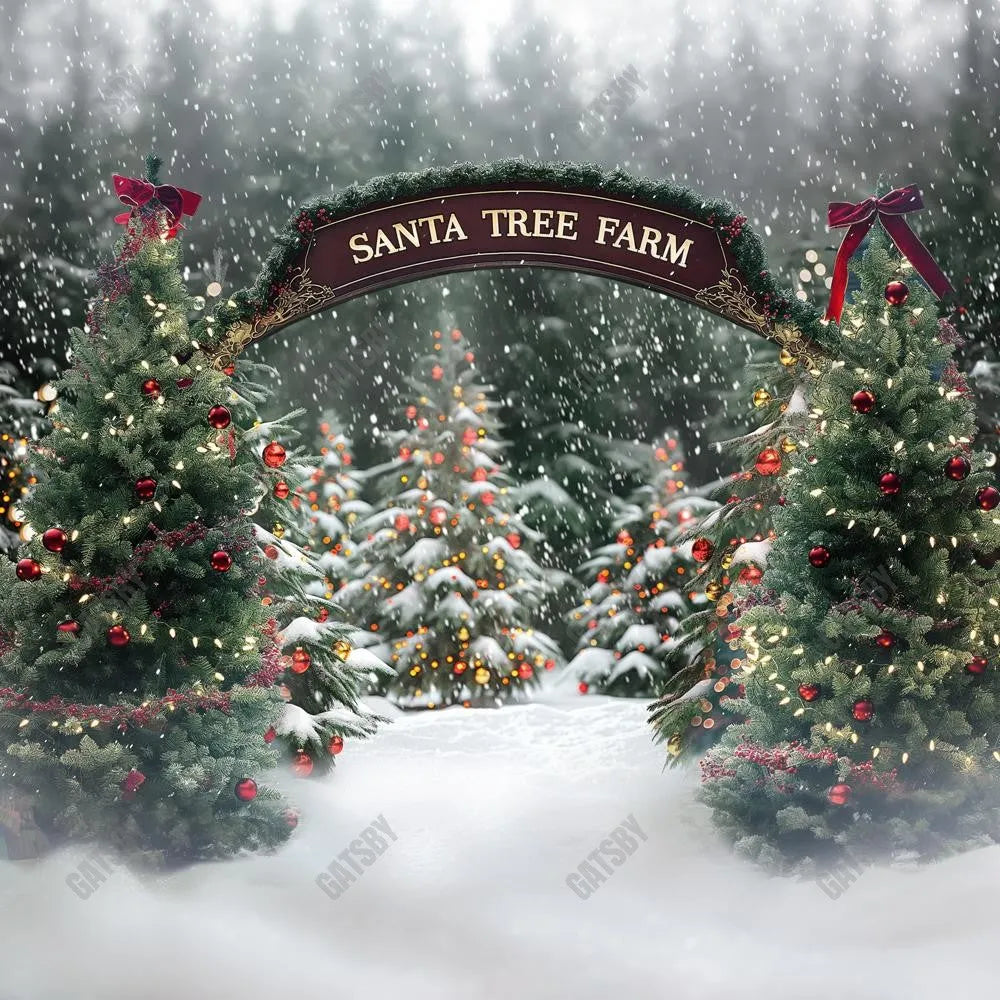 Gatsby Santa Village Tree Farm Photography Backdrop GBSX-00020 - Gatsby Backdrop