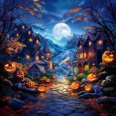 Gatsby Scary Halloween Village Night Photography Backdrop Gbsx-00616 - Gatsby Backdrop