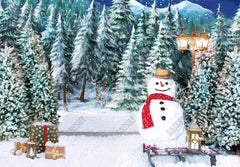 Gatsby Snowy Forest Snowman Photography Backdrop Gbsx-00689 - Gatsby Backdrop