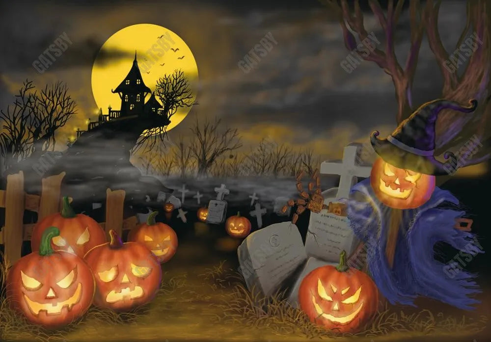 Gatsby Spooky Graveyard Photography Backdrop Gbsx-00593 - Gatsby Backdrop