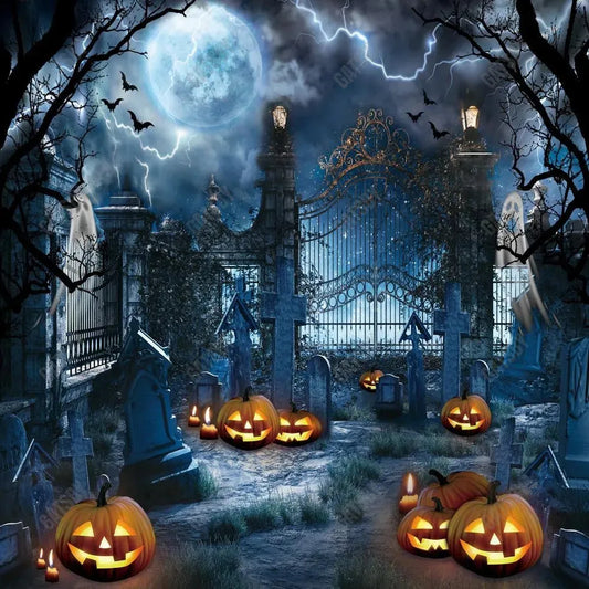 Gatsby Spooky Halloween Cemetery Photography Backdrop Gbsx-00936 - Gatsby Backdrop