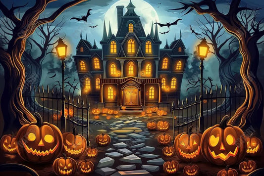 Gatsby Spooky Pumpkin Pathway Photography Backdrop Gbsx-00628 - Gatsby Backdrop