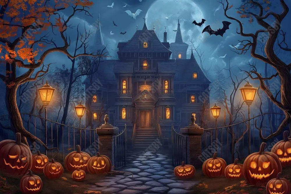 Gatsby Spooky Pumpkin Pathway Photography Backdrop Gbsx-00629 - Gatsby Backdrop