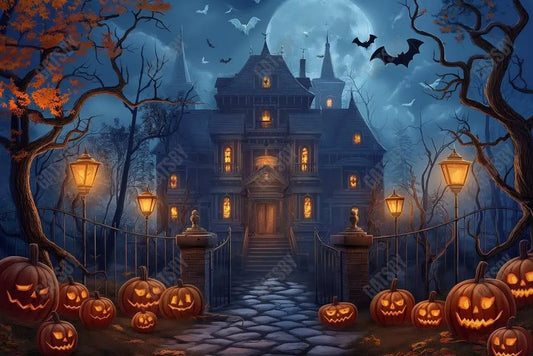 Gatsby Spooky Pumpkin Pathway Photography Backdrop Gbsx-00629 - Gatsby Backdrop