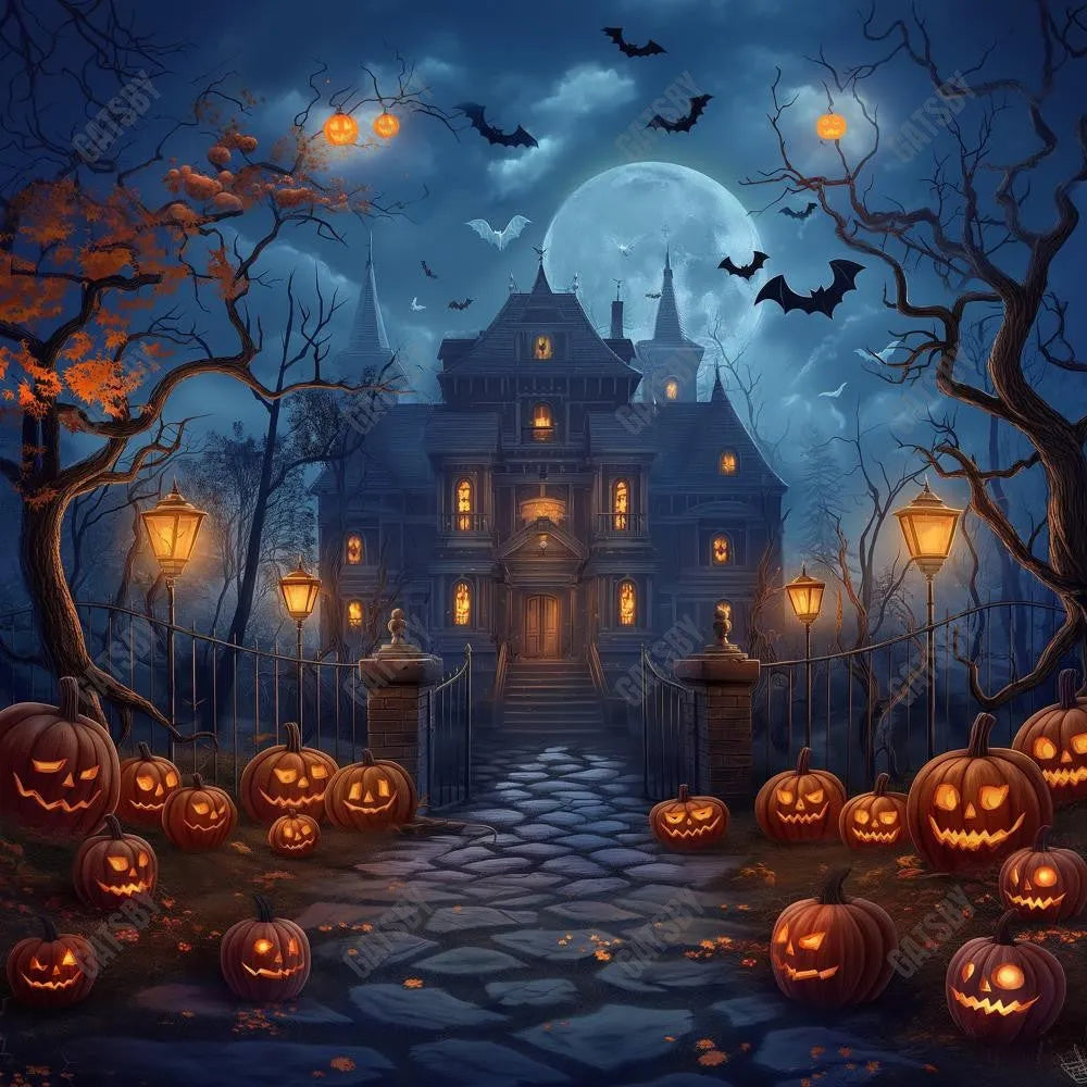 Gatsby Spooky Pumpkin Pathway Photography Backdrop Gbsx-00629 - Gatsby Backdrop