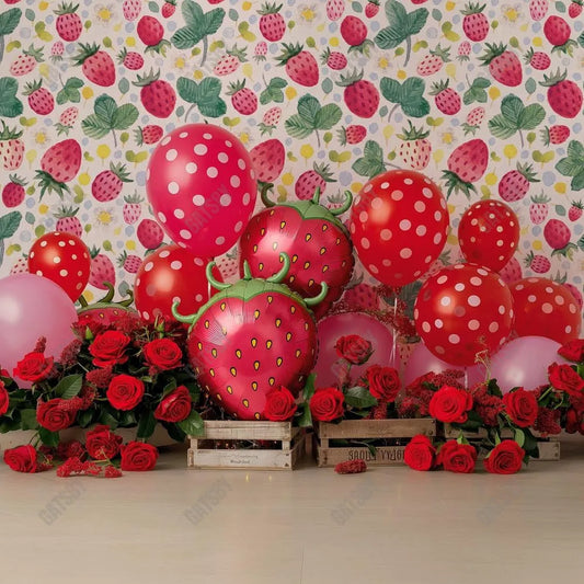 Gatsby Strawberry Balloons Photography Backdrop Gbsx-00296 - Gatsby Backdrop