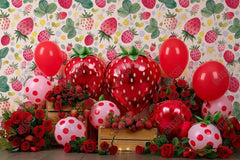 Gatsby Strawberry Balloons Photography Backdrop Gbsx-00297 - Gatsby Backdrop