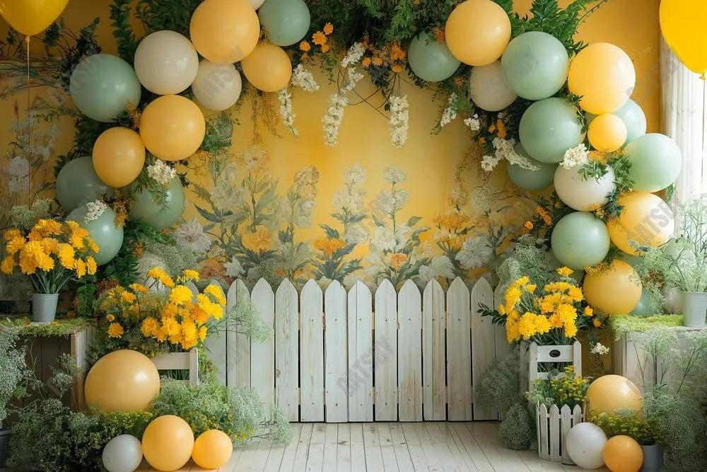 Gatsby Summer Balloons Arch Photography Backdrop GBSX-00097 - Gatsby Backdrop