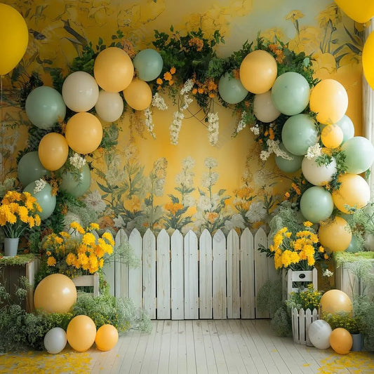 Gatsby Summer Balloons Arch Photography Backdrop GBSX-00097 - Gatsby Backdrop