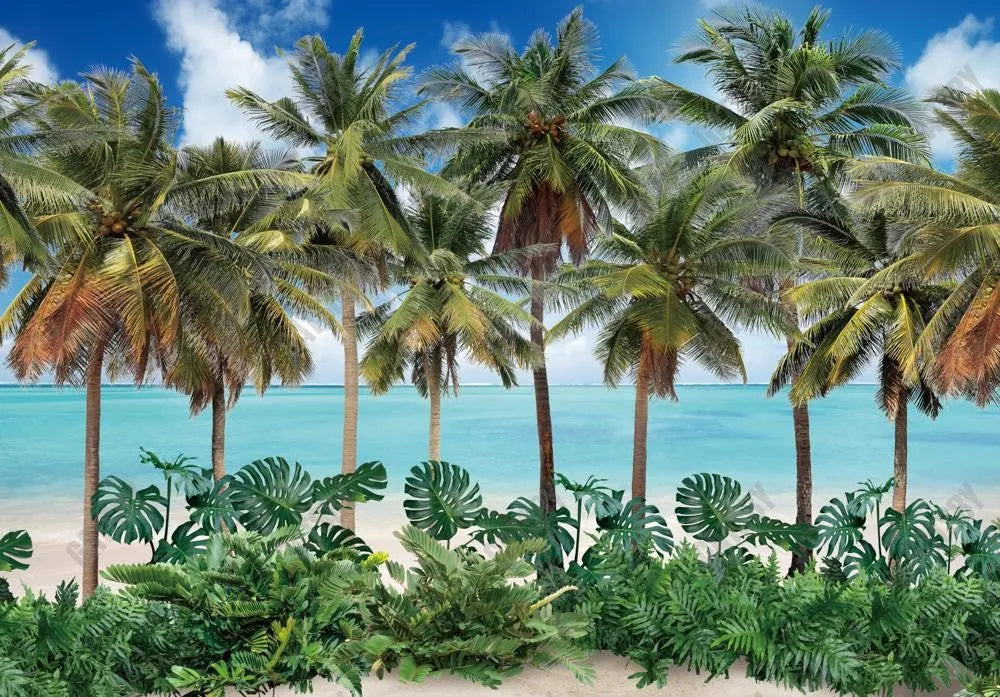 Gatsby Summer Beach Plam Trees Photography Backdrop Gbsx-00601 - Gatsby Backdrop