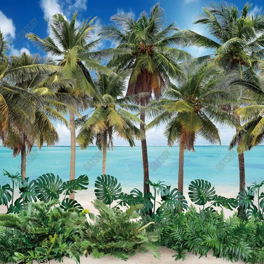 Gatsby Summer Beach Plam Trees Photography Backdrop Gbsx-00601 - Gatsby Backdrop