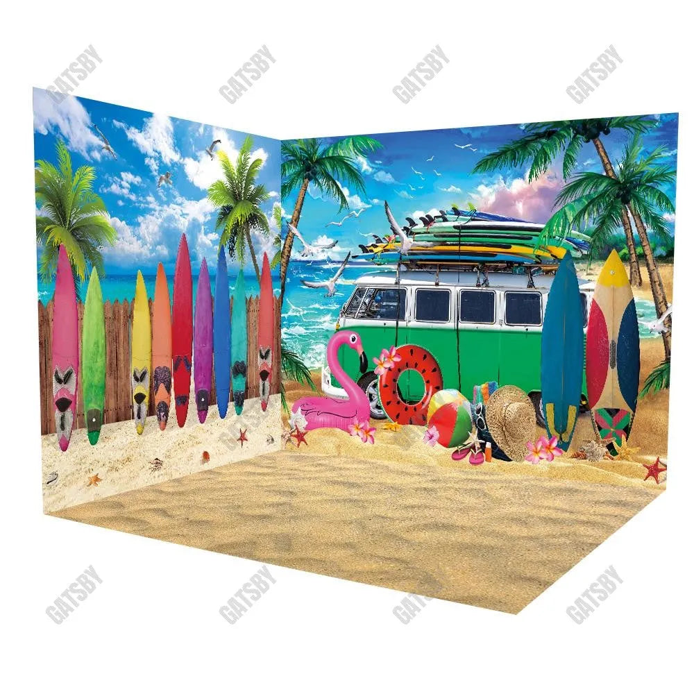 Gatsby Summer Beach Van Room Set Backdrop GBSX-99935&GBSX-99642&YM8C-B0486 - Gatsby Backdrop