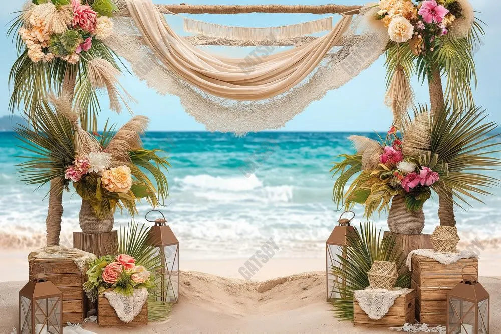 Gatsby Summer Boho Sea Beach Arch Photography Backdrop Gbsx-00473 - Gatsby Backdrop