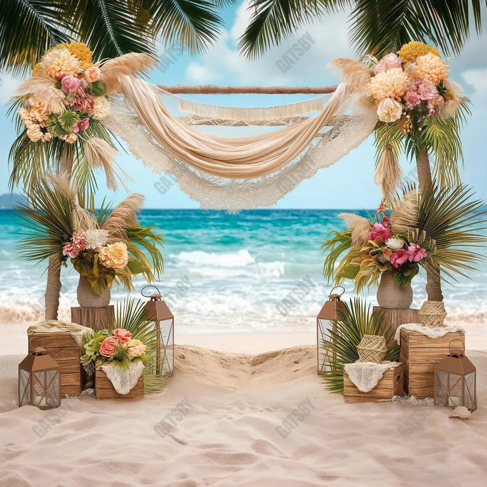 Gatsby Summer Boho Sea Beach Arch Photography Backdrop Gbsx-00473 - Gatsby Backdrop