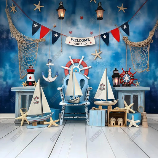 Gatsby Summer Nautical Aboard Photography Backdrop Gbsx-00760 - Gatsby Backdrop