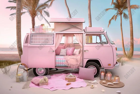 Gatsby Summer Pink Camper Photography Backdrop Gbsx-00310 - Gatsby Backdrop