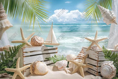 Gatsby Summer Sea Beach Sailboat Photography Backdrop Gbsx-00636 - Gatsby Backdrop