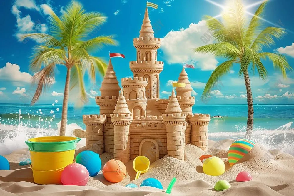 Gatsby Summer Sea Sand Castle Photography Backdrop Gbsx-00383 - Gatsby Backdrop