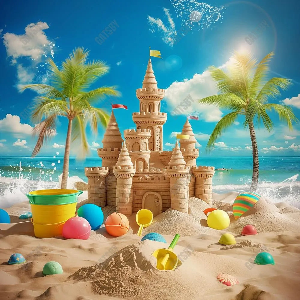 Gatsby Summer Sea Sand Castle Photography Backdrop Gbsx-00383 - Gatsby Backdrop