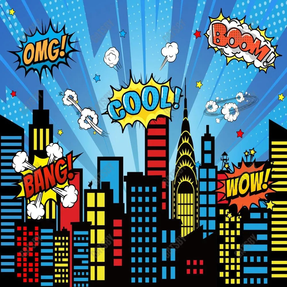 Gatsby Superhero Cityscape Photography Backdrop Gbsx-00592 - Gatsby Backdrop