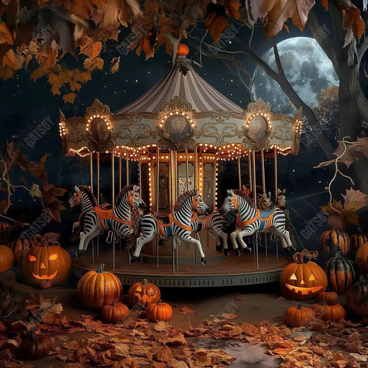 Gatsby The Spookiest Show Carousel Photography Backdrop Gbsx-00995 - Gatsby Backdrop