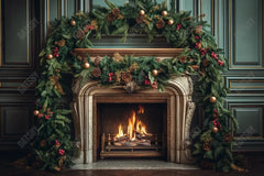 Gatsby Vintage Christmas Fireplace Photography Backdrop Gbsx-00894 - Gatsby Backdrop