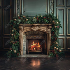 Gatsby Vintage Christmas Fireplace Photography Backdrop Gbsx-00895 - Gatsby Backdrop