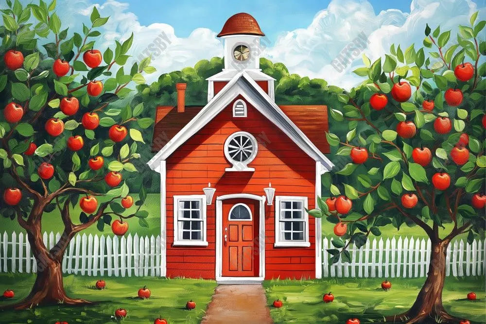 Gatsby Vintage Red School House Photography Backdrop Gbsx-00390 - Gatsby Backdrop