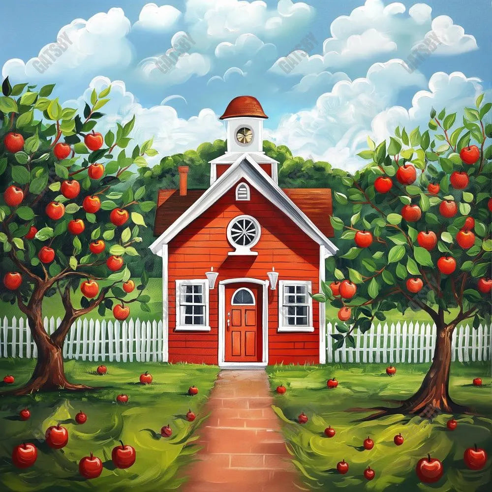 Gatsby Vintage Red School House Photography Backdrop Gbsx-00390 - Gatsby Backdrop