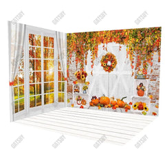 Gatsby White Autumn Barn Door Room Set Backdrop YM2T-A4943&YM8P-A7473&YM8C-B0488 - Gatsby Backdrop