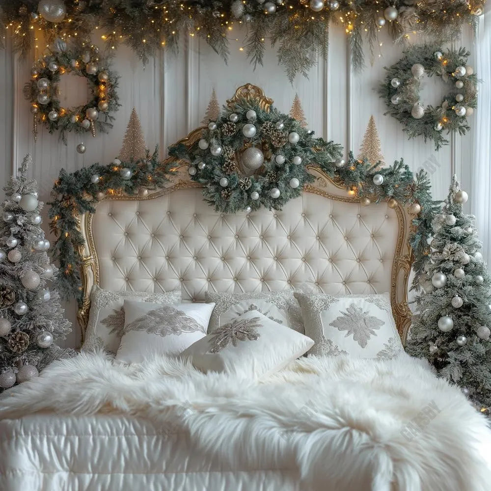 Gatsby White Christmas Headboard Photography Backdrop Gbsx-00809 - Gatsby Backdrop