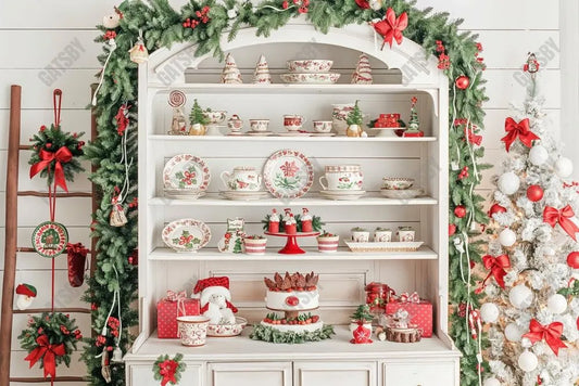 Gatsby White Christmas Hutch Photography Backdrop Gbsx-00712 - Gatsby Backdrop