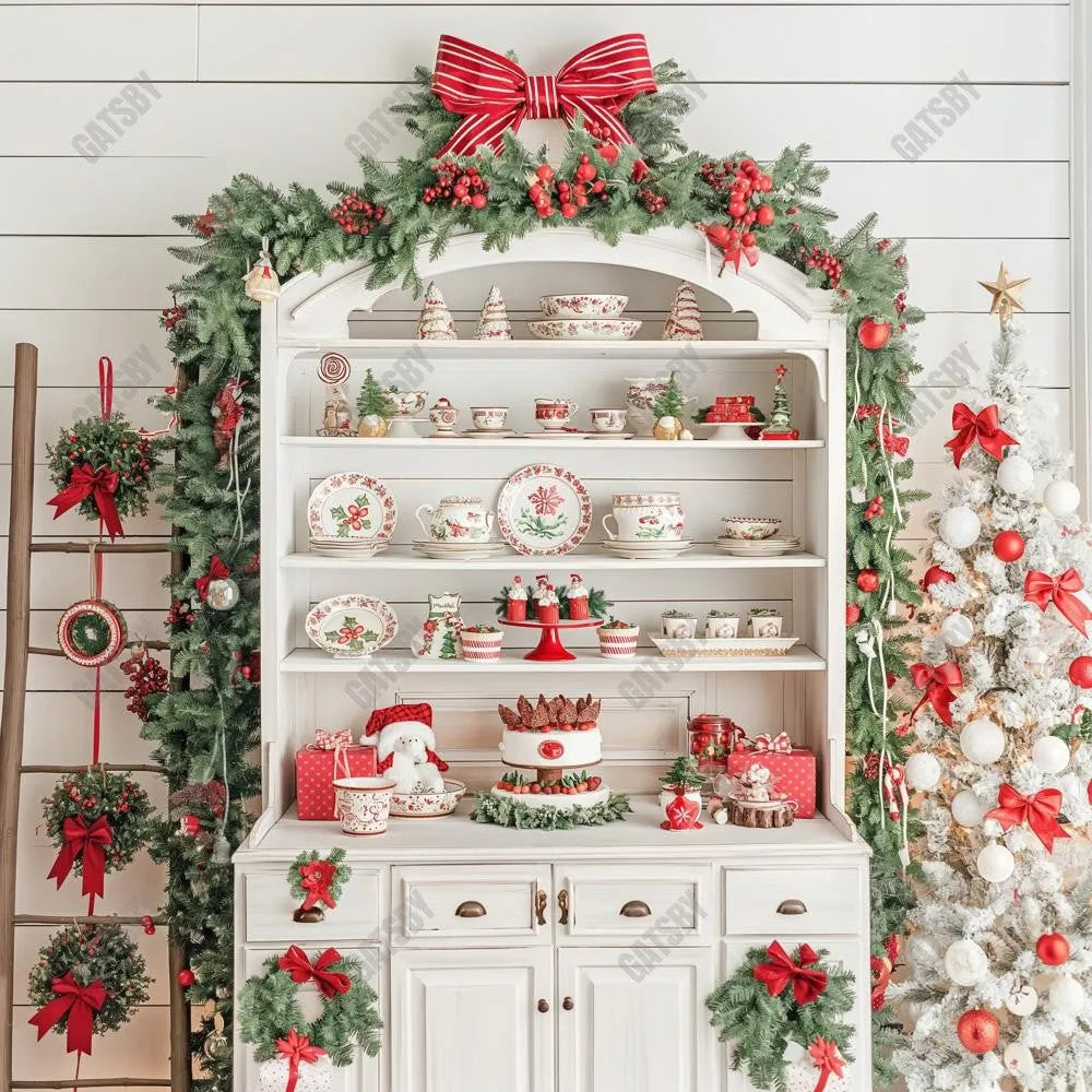 Gatsby White Christmas Hutch Photography Backdrop Gbsx-00712 - Gatsby Backdrop