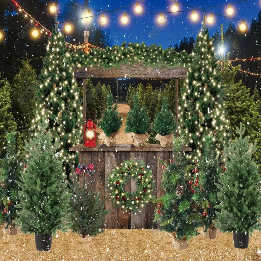 Gatsby Winter Backyard Tree Farm Photography Backdrop Gbsx-00599 - Gatsby Backdrop