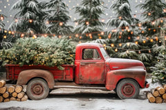 Gatsby Winter Farm Tree Red Truck Photography Backdrop Gbsx-00820 - Gatsby Backdrop