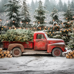 Gatsby Winter Farm Tree Red Truck Photography Backdrop Gbsx-00820 - Gatsby Backdrop