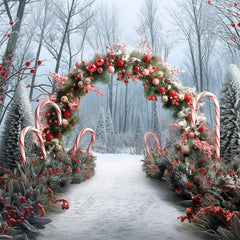 Gatsby Winter Forest Christmas Tree Arch Photography Backdrop Gbsx-00771 - Gatsby Backdrop