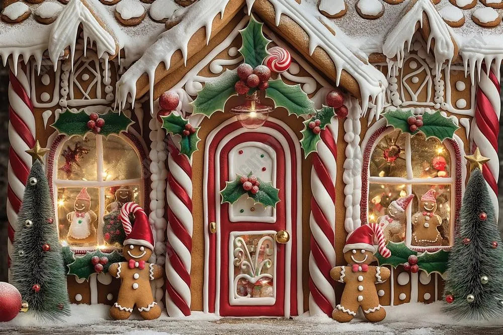 Gatsby Winter Gingerbread House Photography Backdrop GBSX-00152 - Gatsby Backdrop