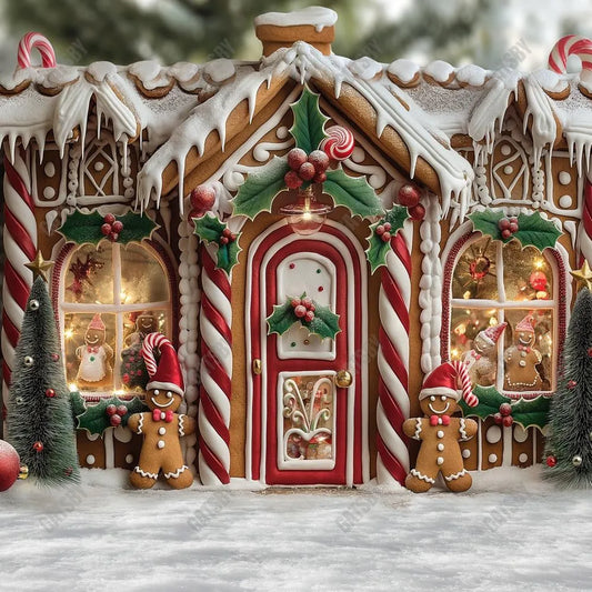 Gatsby Winter Gingerbread House Photography Backdrop GBSX-00152 - Gatsby Backdrop